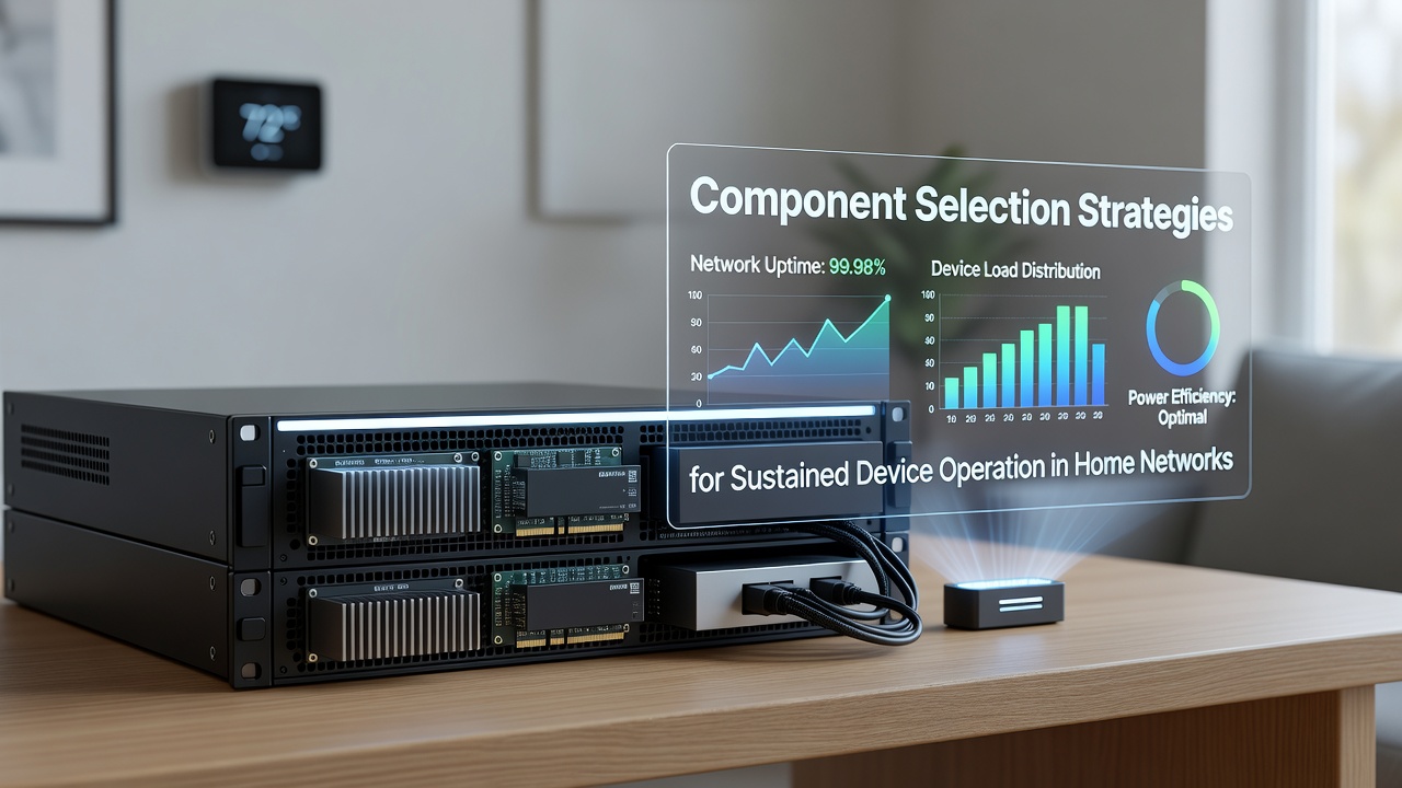 Diagram showing interconnected home network components including routers, switches, and cables for sustained operation